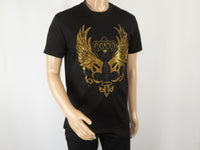 Mens PLATINI Sports T- Shirt With Rhine Stones STT7790 Black Gold