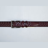 Men Burgundy Genuine Leather Belt PIERO ROSSI Turkey Soft Full Grain #Burg Woven