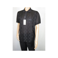 Mens Polo Shirt Slinky Sheer Short Sleeves Soft Touch by Stacy Adams 57007 black