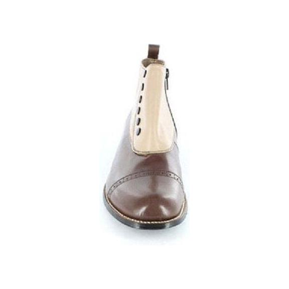 00026-249 Men Stacy Adams High Top Boot Madison Biscuit Toe Brown Taupe Side Zip