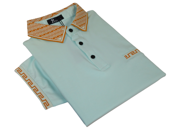 Men Sports Shirt PAZO by DE-NIKO Short Sleeves Cotton Polo Shirt DBK2303 Mint