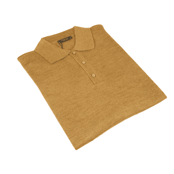 Mens PRINCELY Soft Merinos Wool Sweater Knits Lightweight Polo 1011-40 Cognac