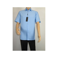 Men Short Sleeve Sport Shirt by BASSIRI Light Weight Soft Microfiber 48291 Blue