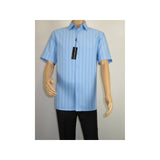 Men Short Sleeve Sport Shirt by BASSIRI Light Weight Soft Microfiber 48291 Blue