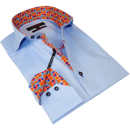 Men Dress Shirts Axxess Turkey 100% Soft Egyptian Cotton High Collar 223-01 Blue Men Dress Shirts Axxess Turkey 100% Soft Egyptian Cotton High Collar 223-01 Blue