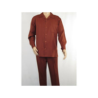 Men MONTIQUE 2pc Set Walking Leisure suit Long Sleeve Set 1641 Cognac Brown