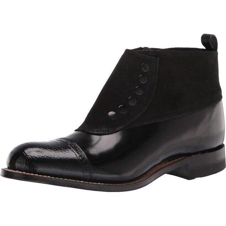 00083-001 Stacy Adams Madison Side Zip Demi Boot Suede Leather Black Spats.