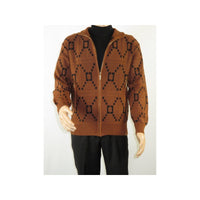 Mens SILVERSILK Fancy Thick Sweater Jacket Zipper Pockets Mock Neck 4202 Brown