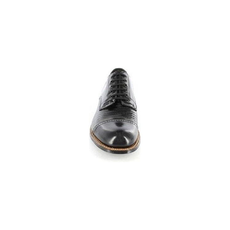 00049-01 Stacy Adams Mens Shoes Biscuit Leather Oxford Black Lizard Madison