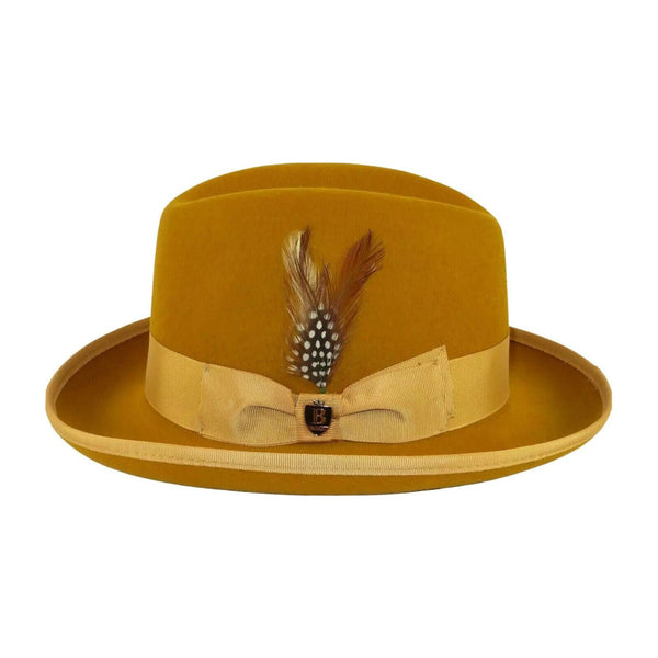 Men Bruno Capelo Dress Formal Hat Australian Wool Homburg Godfather GF114 Gold