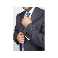 Mens DKNY 100% Wool Two Button Notch Lapel Slim fit Shark Texture 1364 Dark Gray
