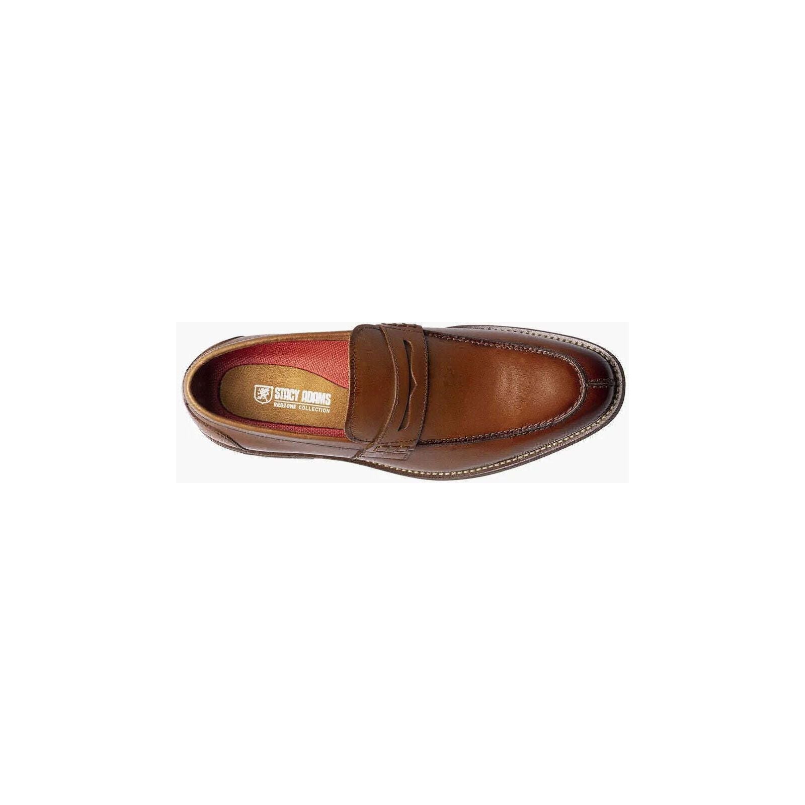 25550-221 Stacy Adams Marlowe Algonquin Moc Toe Penny Slip On Cognac Leather