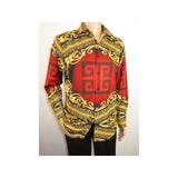 Men Sports Shirt by DE-NIKO Long Sleeves Fashion Print Soft Modal DNK6902 Red