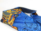 Men Sports Shirt by DE-NIKO Long Sleeves Fashion Print Soft Modal DNK6905 Royal