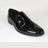 Men Santino Luciano Formal Shoes Patent Leather Shiny Slip on Loafer C350 Black