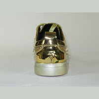 Mens Fancy Shoes By FIESSO AURELIO GARCIA, Spikes Rhine stones 2413 Gold