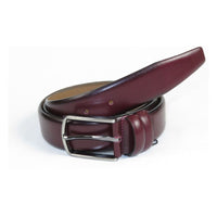 Men Burgundy Genuine Leather Belt PIERO ROSSI Turkey Soft Full Grain #Burgundy-A