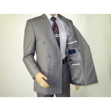 Men Apollo King Double Breasted Suit Classic Peak Lapel Soft Blend DM23 Gray