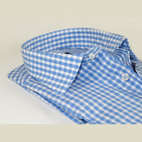 Men 100% Cotton Shirt Manschett Quesste Turkey Slim Fit 6012-02 Sky Blue Checker