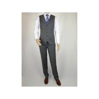 Men Apollo King 3pc Classic Suit A303 Gray white window pane 100% Wool Ship free