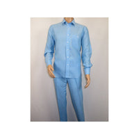 Men INSERCH premium Soft Linen Breathable 2pc Walking Leisure suit LS29116 Blue