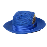 Men's Summer Spring Braid Straw style Hat by BRUNO CAPELO JULIAN JU922 Royal