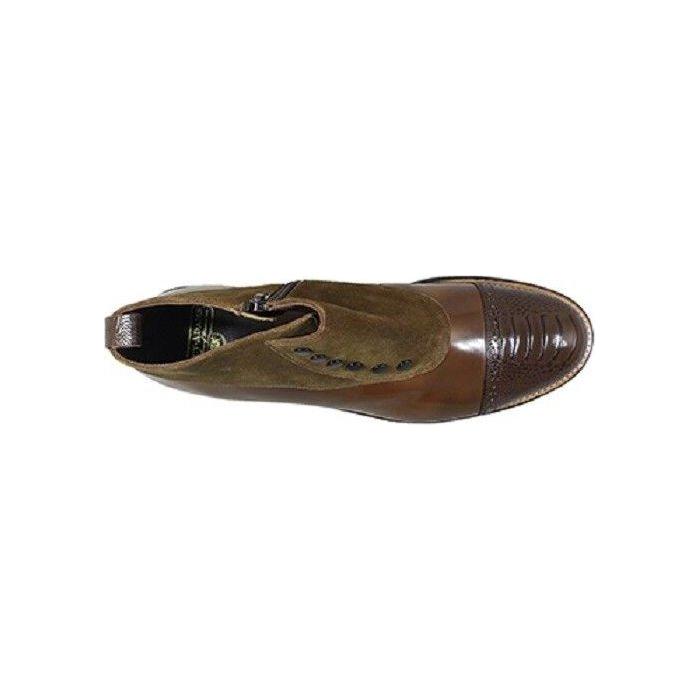 00083-209 Stacy Adams Madison Side Zip Brown Demi Boot Suede Leather Brown