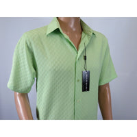 Men Short Sleeve Sport Shirt by BASSIRI Light Weight Soft Microfiber 61991 Green
