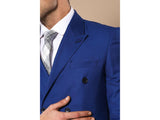 Men Double Breasted Suit WESSI by J.VALINTIN Extra Slim Fit JV5 Royal Blue New