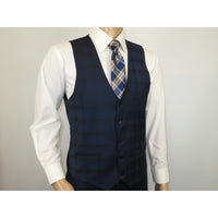 Men Suit BERLUSCONI Turkey 100% Italian Wool Super 180's 3pc Vested #Ber24 Navy