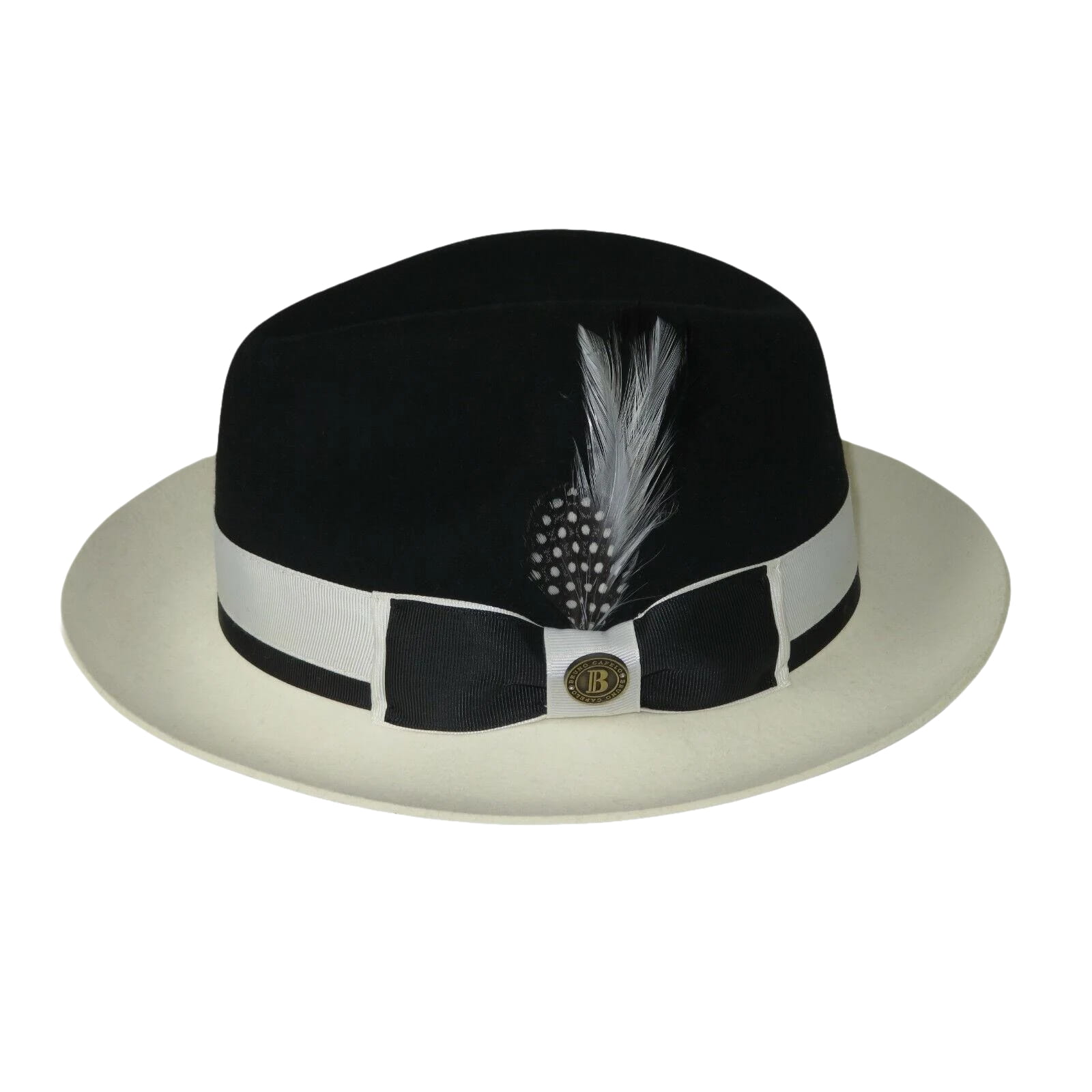 Mens Bruno Capelo Dress Hat Australian Wool Fedora Caesar CA350 Black Ivory new