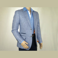 Mens 100% Linen Sport Coat Summer Blazer INSERCH Half Lined Paisley 535 Denim