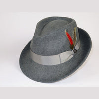 Men BENTLY HEADWEAR Hat Australian Wool Pinch Front Fedora Lite HU427 Gray