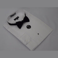 Men's Tuxedo shirt MILANI Wing Tip Formal Pleated Front After Six Wedding White