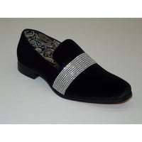 Men Formal shoes After midnight Velvet silver Crystal Slip on 6715 Black/Silver