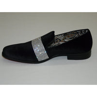 Men Formal shoes After midnight Velvet silver Crystal Slip on 6715 Black/Silver