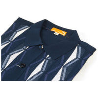 Mens Stacy Adams Italian Style Knit Woven Shirt Short Sleeves 71027 Navy
