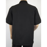 Men Silversilk 2pc Walking Leisure Matching Suit Italian Woven Knits 71032 Black