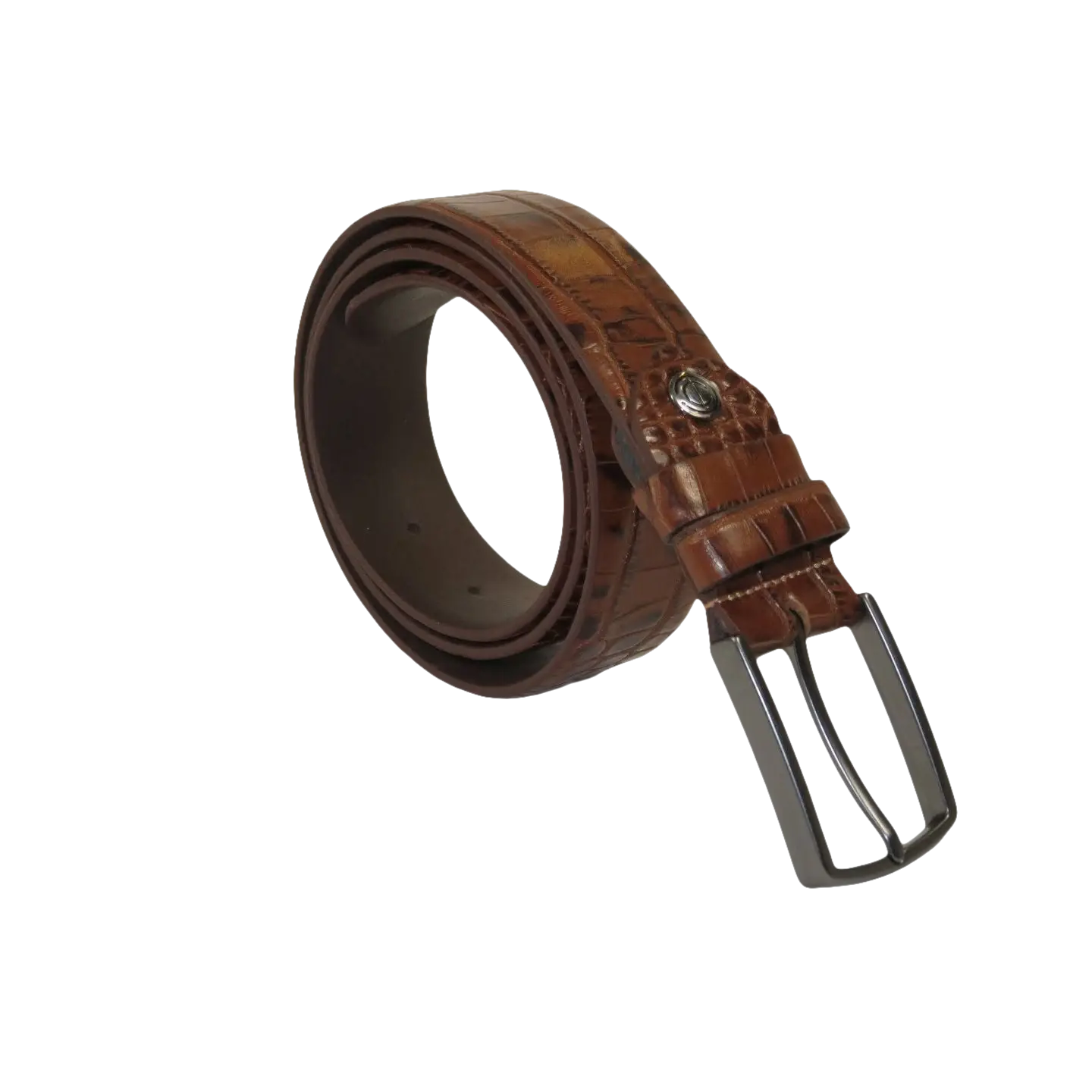 Men's Belt By PICCODER Turkey Genuine Leather Embossed Crocodile 8100 Tan