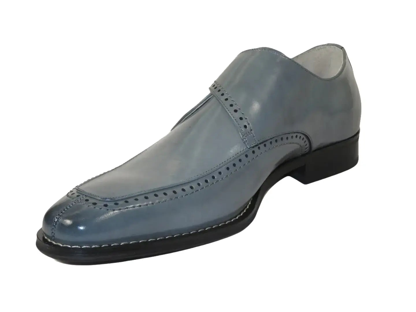 Men's Giovanni Shoes High Quality Leather Monk Strap Buckle AMATO gray