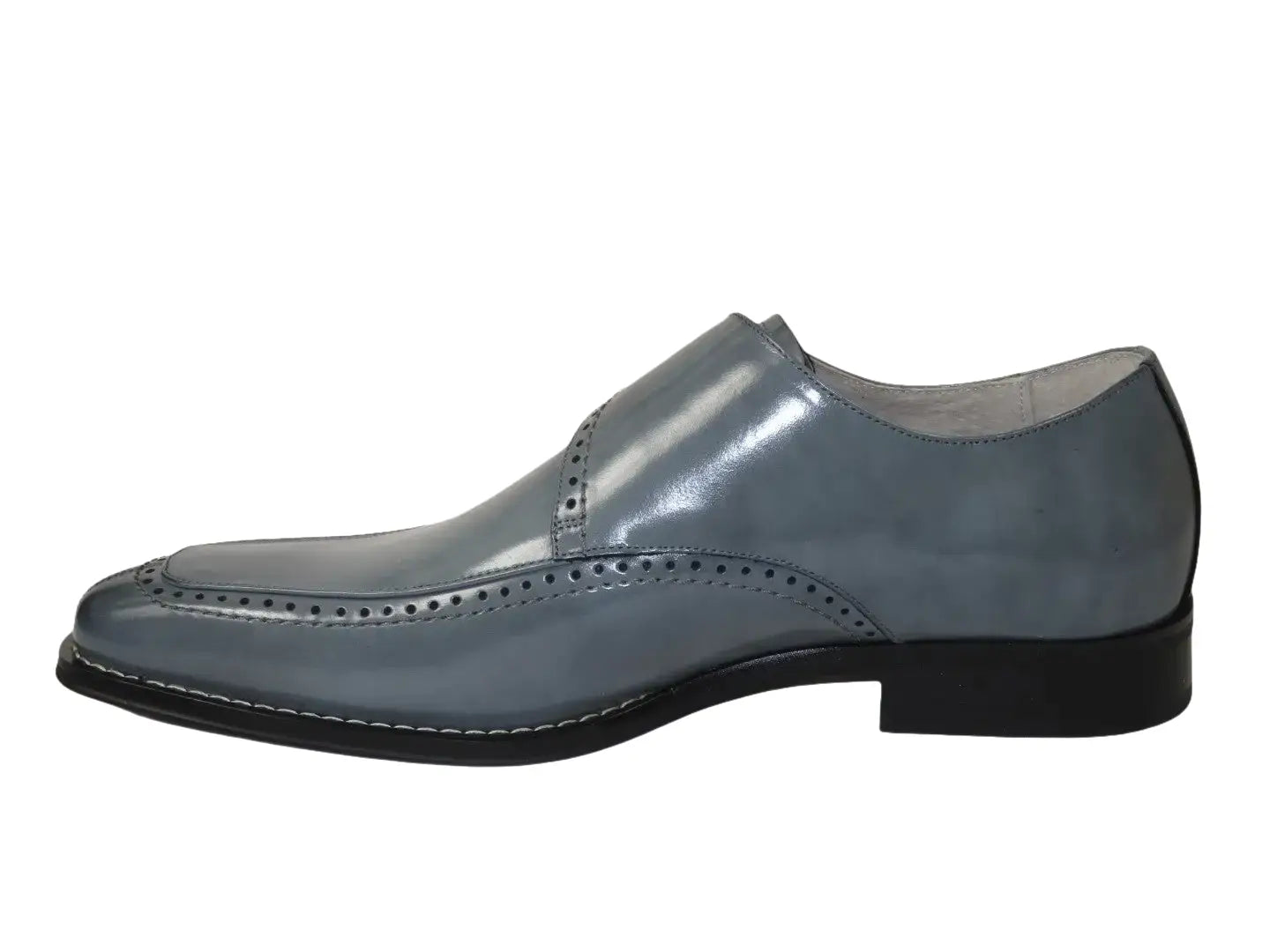 Men's Giovanni Shoes High Quality Leather Monk Strap Buckle AMATO gray