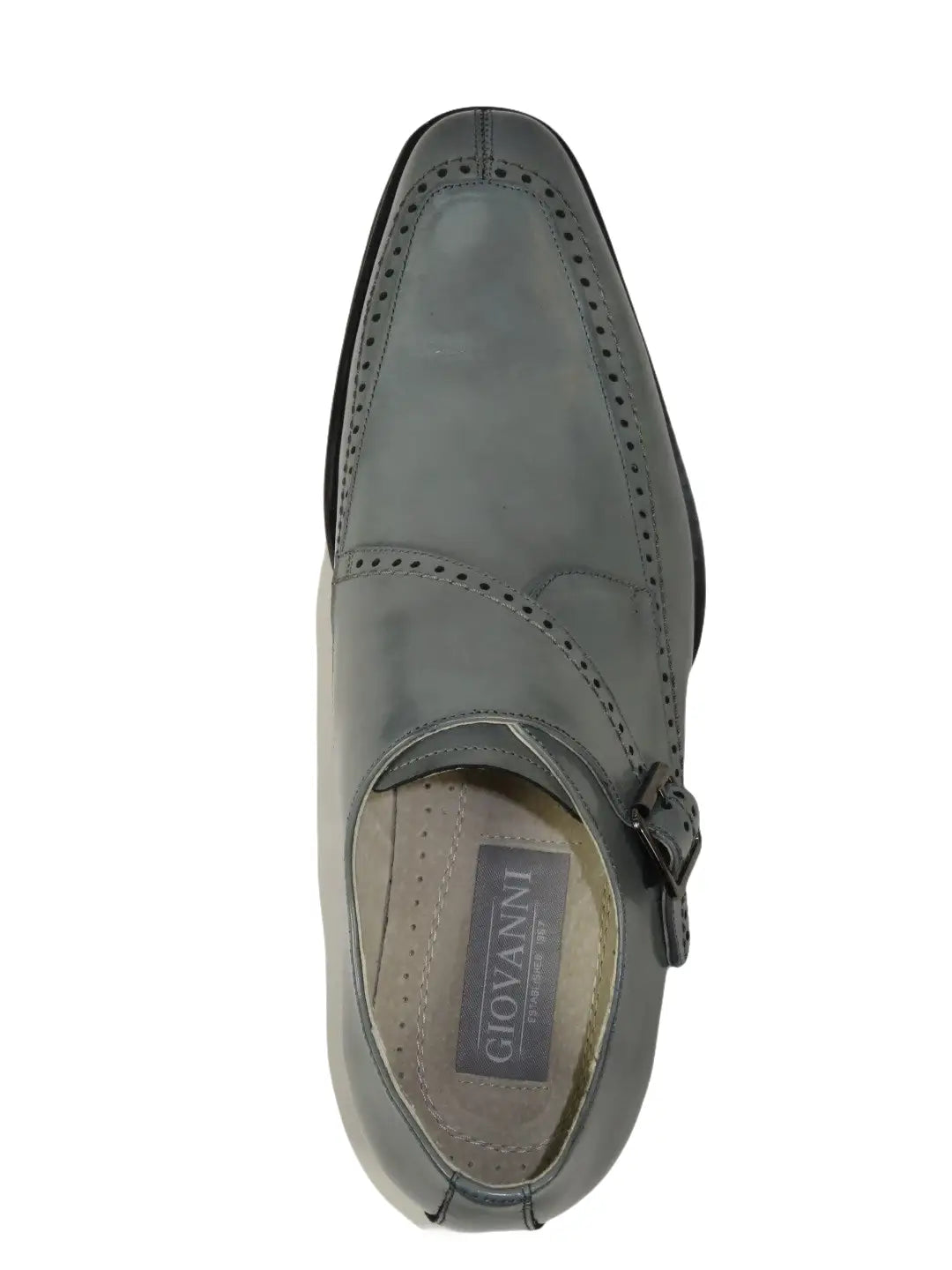 Men's Giovanni Shoes High Quality Leather Monk Strap Buckle AMATO gray