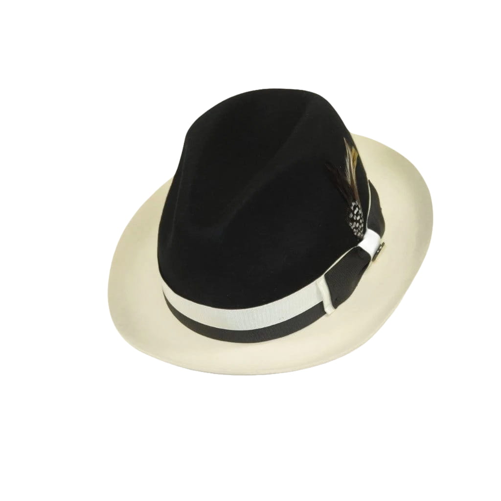 Mens Bruno Capelo Dress Hat Australian Wool Fedora Caesar CA350 Black Ivory new