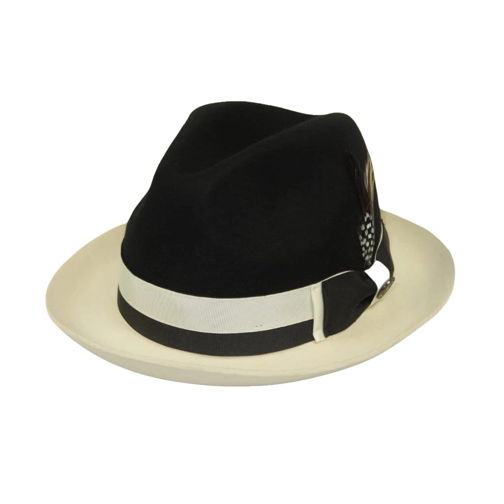 Mens Bruno Capelo Dress Hat Australian Wool Fedora Caesar CA350 Black Ivory new