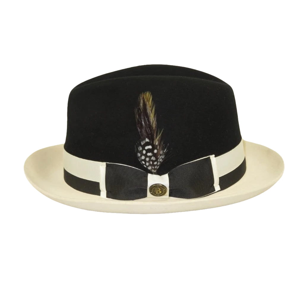 Mens Bruno Capelo Dress Hat Australian Wool Fedora Caesar CA350 Black Ivory new