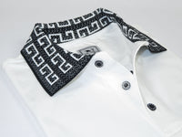 Men Sports Shirt DE-NIKO Short Sleeves Cotton Fashion Polo Shirt DBK109 White