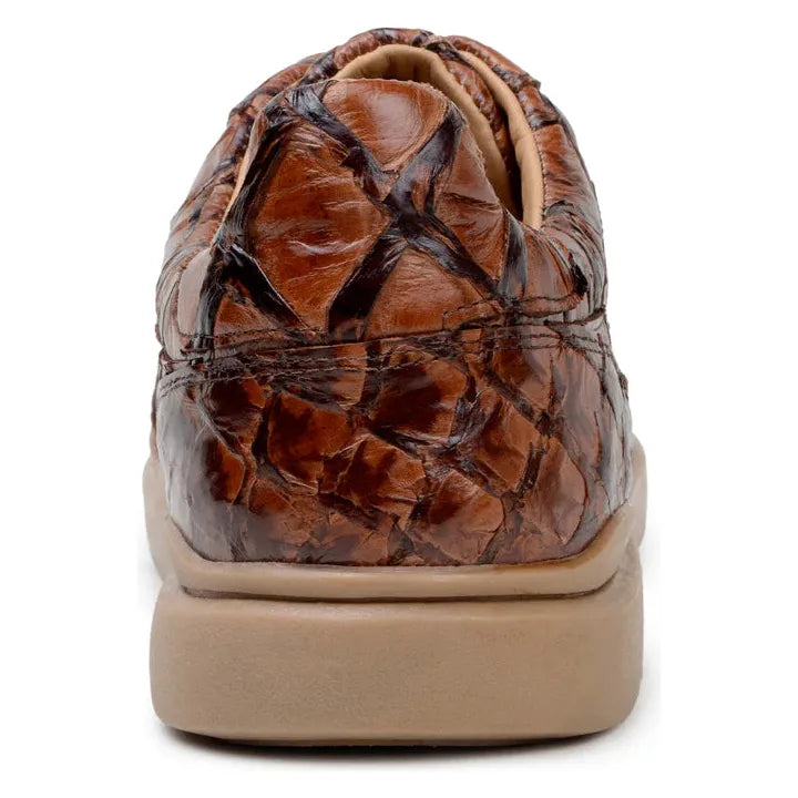 Belvedere Kingstone Genuine Pirarucu Leather Lace Up Sneakers Ant. Almond Br02