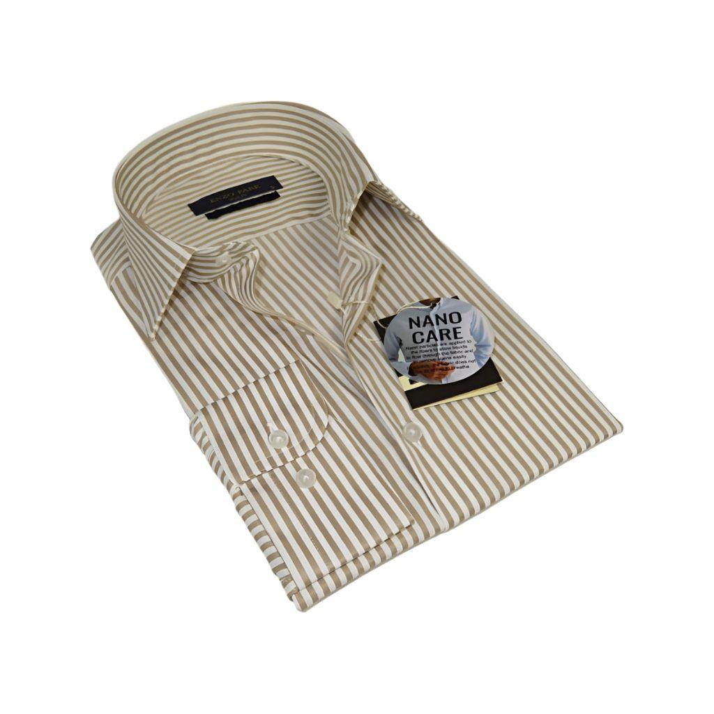 Men's Shirt ENZO PARK Turkey Soft Cotton Wrinkle Resistant Enzo7 Tan Stripe Men's Shirt ENZO PARK Turkey Soft Cotton Wrinkle Resistant Enzo7 Tan Stripe