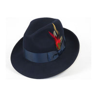 Men's Milani Wool Fedora Hat Soft Crushable Lined FD219 Navy Blue