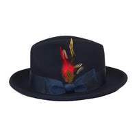 Men's Milani Wool Fedora Hat Soft Crushable Lined FD219 Navy Blue